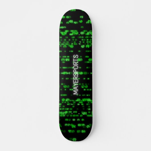 Hacker green number design persoonlijk skateboard (Voorkant)
