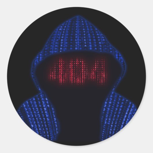 Hacker Hoodie Binary 404 Foutgezicht Ronde Sticker (Voorkant)