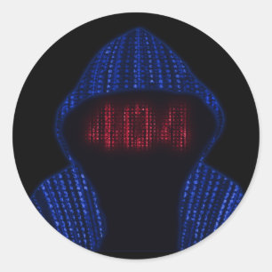 Hacker Hoodie Binary 404 Foutgezicht Ronde Sticker