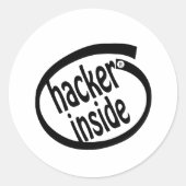 Hacker in ronde sticker (Voorkant)