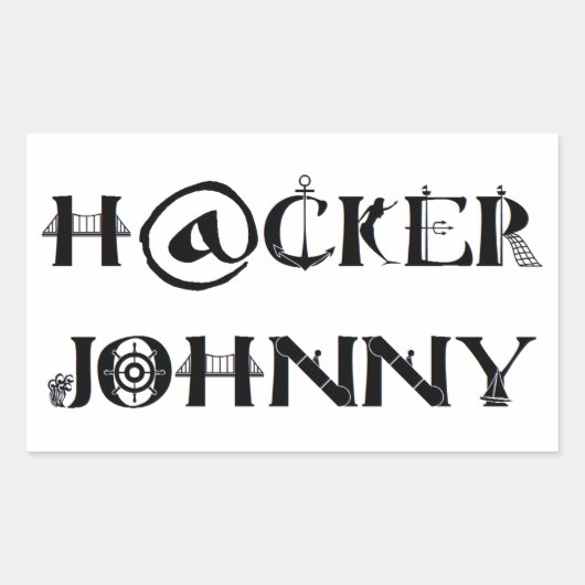 hacker johnny rechthoekige sticker (Voorkant)