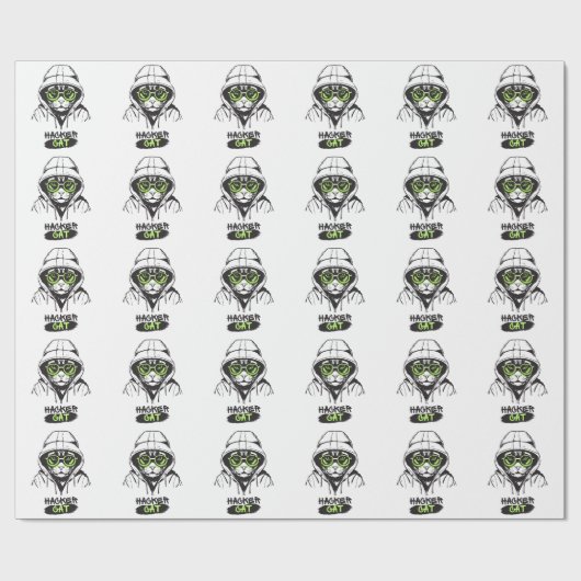 Hacker Kat Cyber Gamer Coder Grappige Tech Cadeaupapier (Vlak)