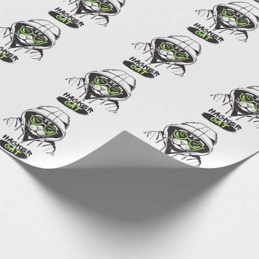 Hacker Kat Cyber Gamer Coder Grappige Tech Cadeaupapier (Hoek)