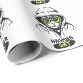 Hacker Kat Cyber Gamer Coder Grappige Tech Cadeaupapier (Rol Hoek)