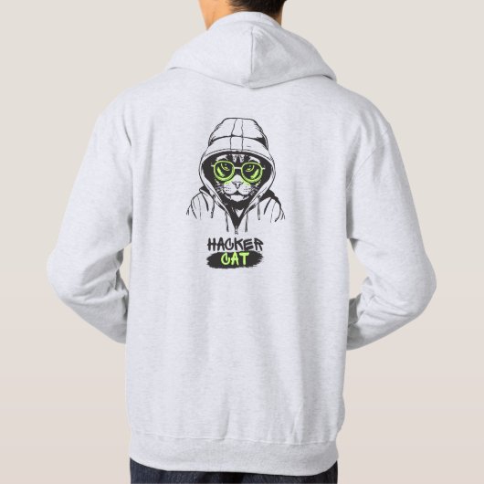 Hacker Kat Cyber Gamer Coder Grappige Tech Hoodie (Achterkant)
