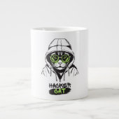 Hacker Kat Cyber Gamer Coder Grappige Tech Mok (Voorkant)