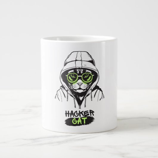 Hacker Kat Cyber Gamer Coder Grappige Tech Mok (Voorkant)