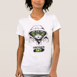 Hacker Kat Cyberpunk Tech Kitty Dames Grafische Te T-shirt