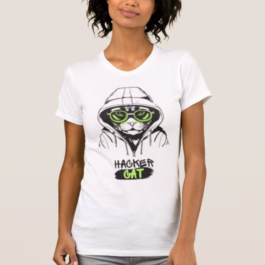 Hacker Kat Cyberpunk Tech Kitty Dames Grafische Te T-shirt (Voorkant)