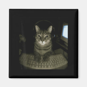 Hacker Kat Meme Grappige Computer Kat Kitten Gamer Magneet