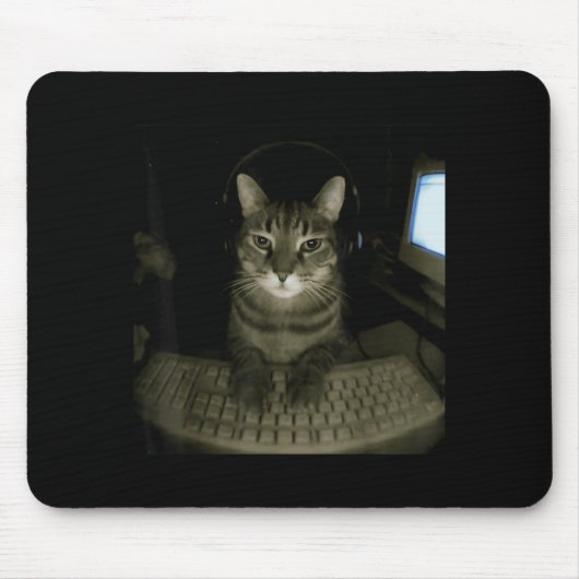Hacker Kat Meme Grappige Computer Kat Kitten Gamer Muismat (Voorkant)
