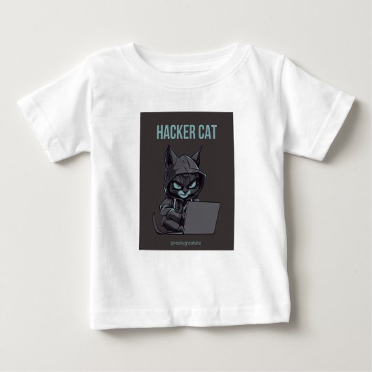 Hacker kat print T-shirt (Voorkant)