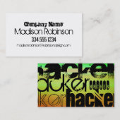 Hacker; levendig groen, Sinaasappel en geel Visitekaartje (Voorkant / Achterkant)