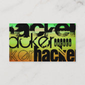 Hacker; levendig groen, Sinaasappel en geel Visitekaartje (Achterkant)