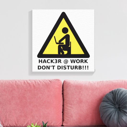 Hacker op het werk canvas afdruk (Insitu (Woonkamer))