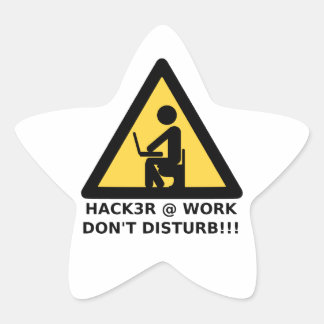 Hacker op het werk ster sticker