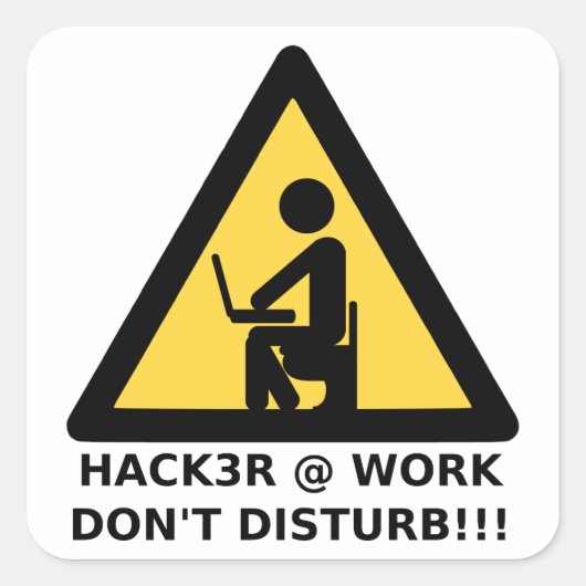 Hacker op het werk vierkante sticker (Voorkant)