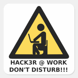 Hacker op het werk vierkante sticker