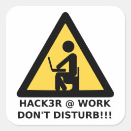 Hacker op het werk vierkante sticker