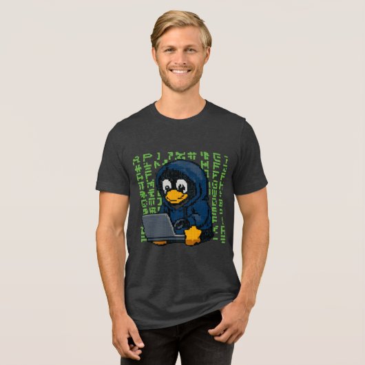 Hacker Penguin IT Design – Geek Tech T-Shirt (Voorkant volledig)