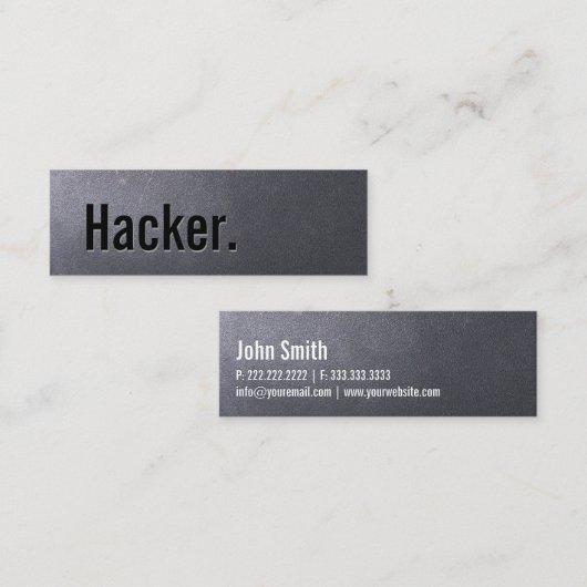 Hacker Professional Black Minimalist Mini Visitekaartje (Voorkant / Achterkant)