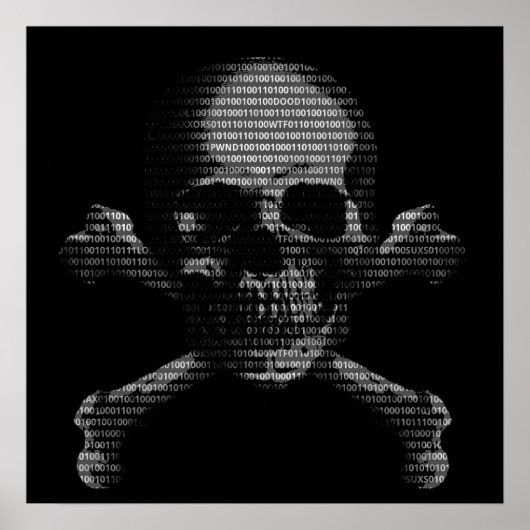 Hacker Skull en Crossbones Poster (Voorkant)