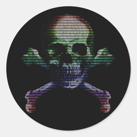 Hacker Skull en Crossbones Ronde Sticker (Voorkant)