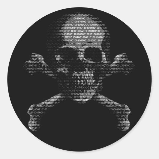 Hacker Skull en Crossbones Ronde Sticker (Voorkant)