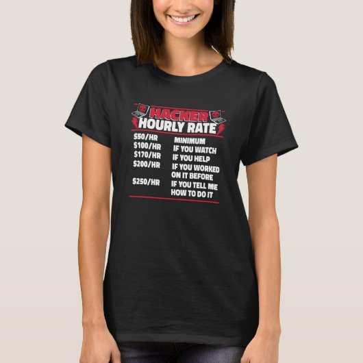 Hacker Uurtarief Ethische Hacking Wit Pet Hacke T-shirt (Voorkant)