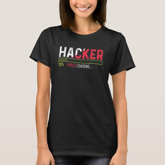 Hacker-virusladingsnerd of geek t-shirt (Voorkant)