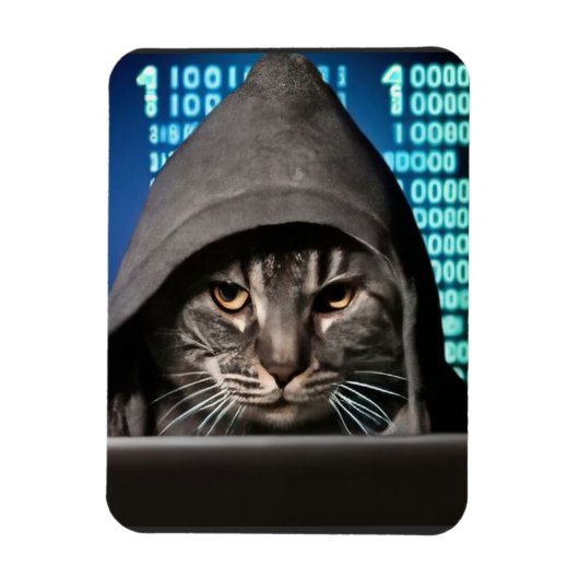 Hacker Zwarte Kat Magneet (Verticaal)