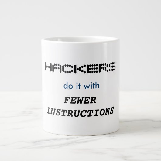 "Hackers doen het met de Mok van Minder Instructie (Voorkant)