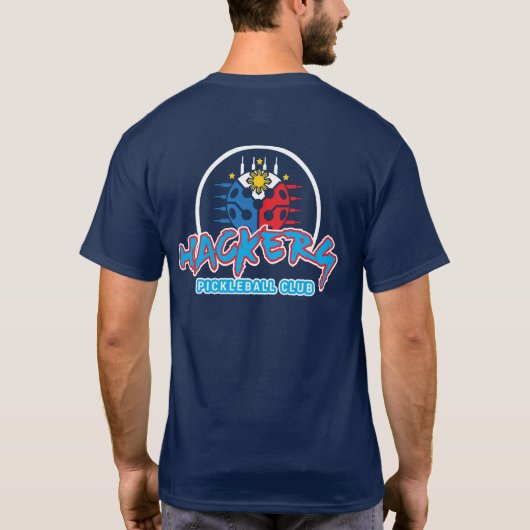HACKERS Pickleball Club - Basic Donker T-shirt (Achterkant)