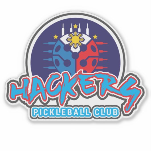 HACKERS Pickleball Club op maat gesneden vinyl Sti Sticker (Voorkant)