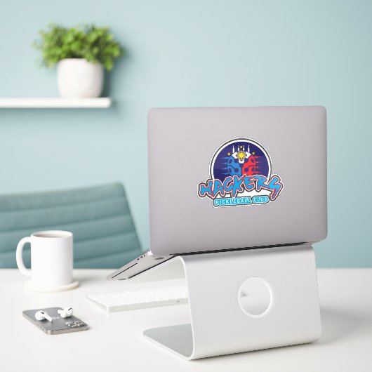HACKERS Pickleball Club op maat gesneden vinyl Sti Sticker (Laptop op bureau)