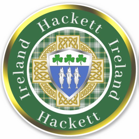 Hackett Shield & Celtic Cross gepersonaliseerd Sticker (Voorkant)