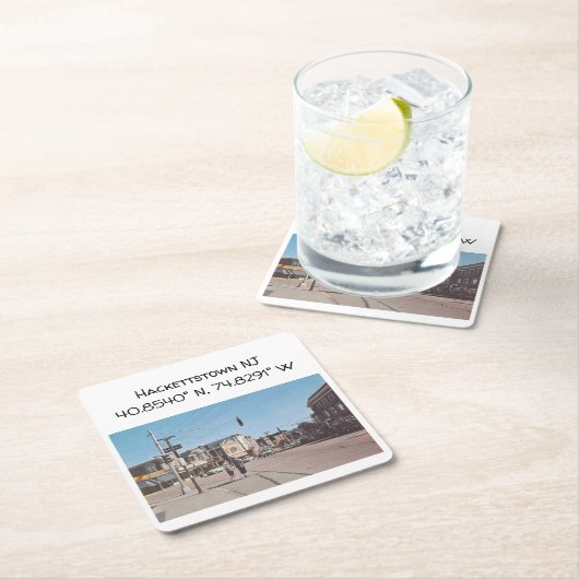 Hackettstown NJ Map Coördinaten  stijl Kartonnen Onderzetters (Insitu)