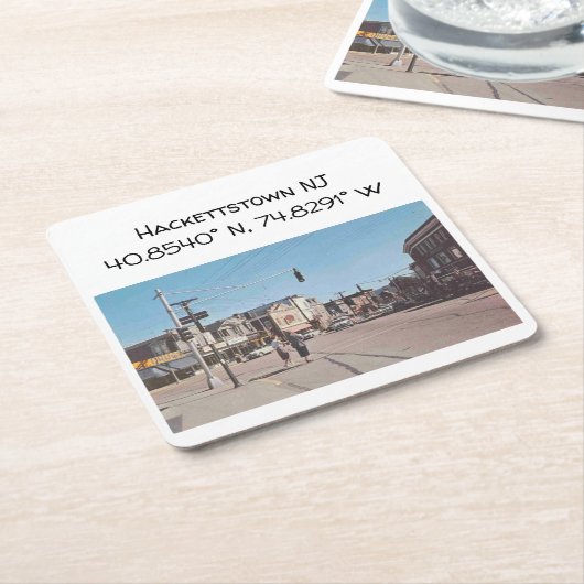 Hackettstown NJ Map Coördinaten stijl Kartonnen Onderzetters (Schuin)