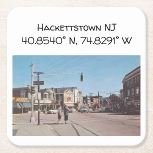 Hackettstown NJ Map Coördinaten  stijl Kartonnen Onderzetters