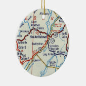 Hackettstown NJ Retro Map Keramisch Ornament (Rechts)