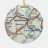 Hackettstown NJ Retro Map Keramisch Ornament (Voorkant)