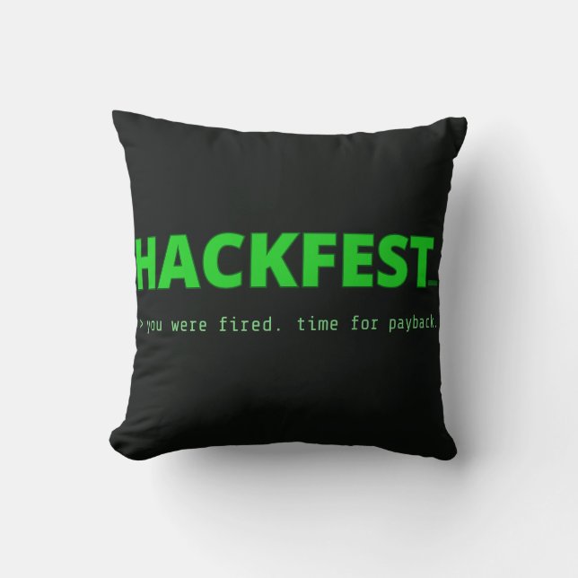 Hackfest Titel Schop Kussen (Voorkant)