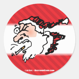 Hackin Santa Funny Cartoon Ronde Sticker