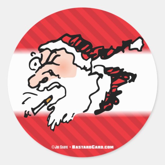 Hackin Santa Funny Cartoon Ronde Sticker (Voorkant)