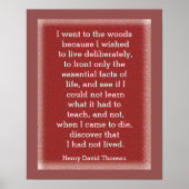 Had niet geleefd - Thoreau citaat - kunstprint Poster (Voorkant)