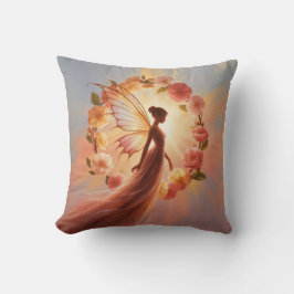 Hada luminosa rodeada de flores – Ilustración mági Kussen