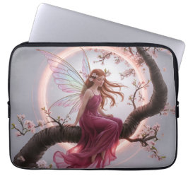Hada mágica entre flores de cerezo – Ilustración d Laptop Sleeve