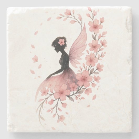 Hada Rosa con Flores de Sakura Stenen Onderzetter (Voorkant)