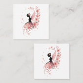 Hada Rosa con Flores de Sakura Vierkante Visitekaartje (Voorkant / Achterkant)
