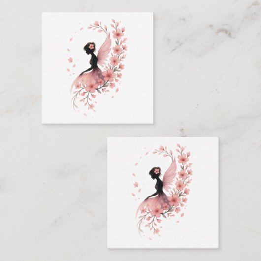 Hada Rosa con Flores de Sakura Vierkante Visitekaartje (Voorkant / Achterkant)